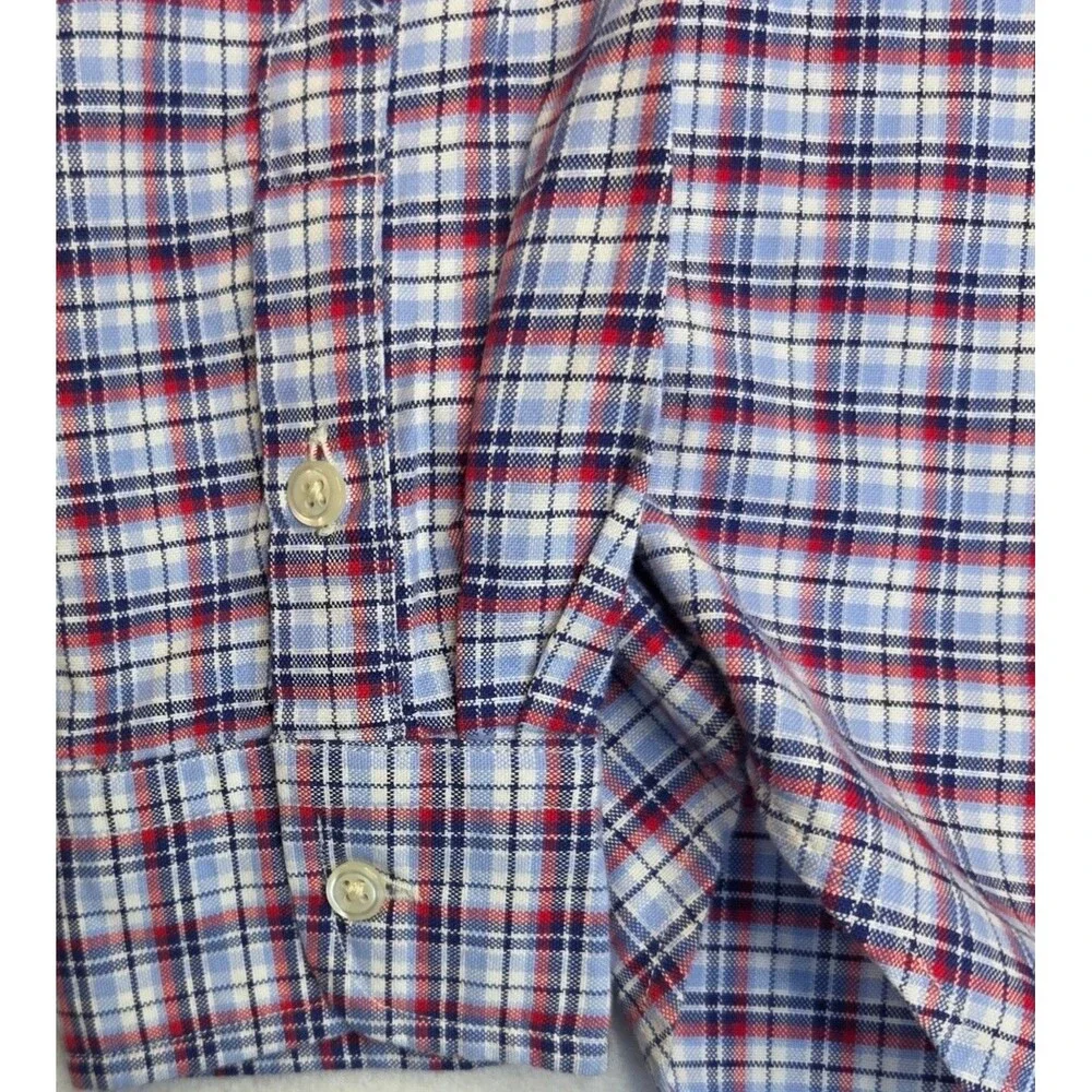 Ralph Lauren XL Tall 18 20 Red White Blue Plaid Long Sleeve Button Up Shirt